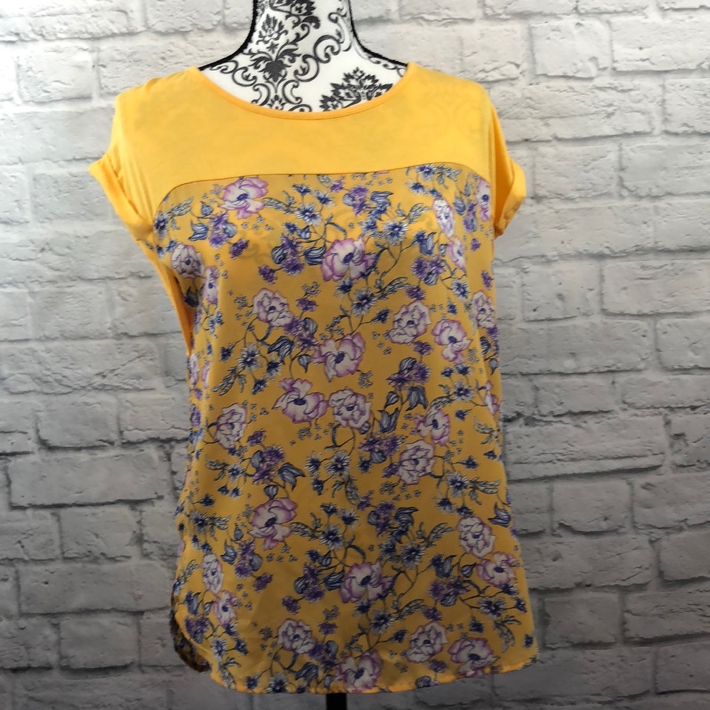 Hippie Rose Junior Printed Knit-yoke Yellow floral